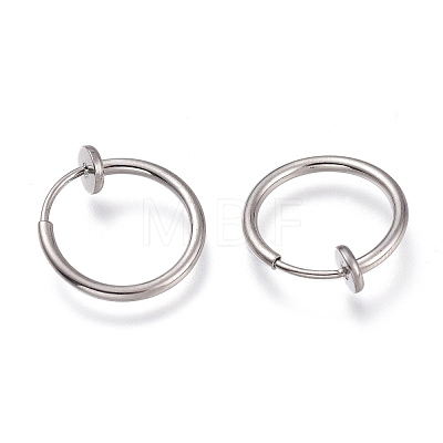 Tarnish Resistant 304 Stainless Steel Retractable Clip-on Hoop Earrings X-STAS-O135-01D-1