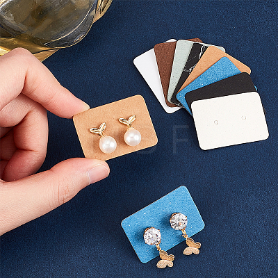 240Pcs 8 Colors Rectangle Paper Earring Stud Display Cards CDIS-BC0001-01-1