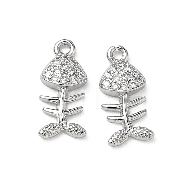 Brass Micro Pave Clear Cubic Zirconia Charms KK-P355-01D-P-1
