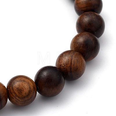 Unisex Natural Wood Beaded Stretch Bracelets X-BJEW-JB05463-03-1
