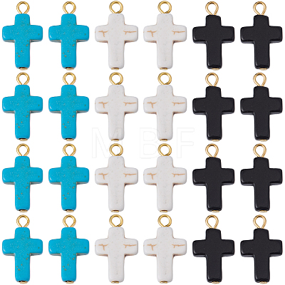 60Pcs 3 Colors Dyed Synthetic Turquoise Pendants FIND-BM0001-60B-1