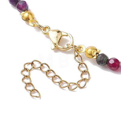 Faceted Round Natural Agate(Dyed & Heated) Beaded Necklaces for Women NJEW-JN04659-02-1