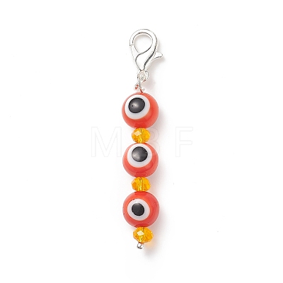 7 Chakra Handmade Lampwork Evil Eye Beaded Pendant Decorations HJEW-JM00792-1