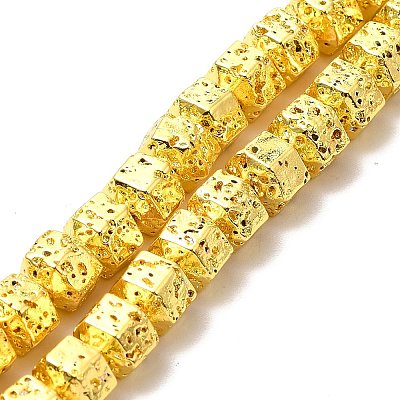 Electroplated Natural Lava Rock Beads Strands G-G984-05-1