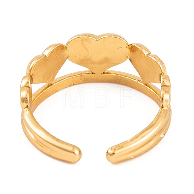 Vacuum Plating 304 Stainless Steel Heart Cuff Rings for Women RJEW-G316-03G-1