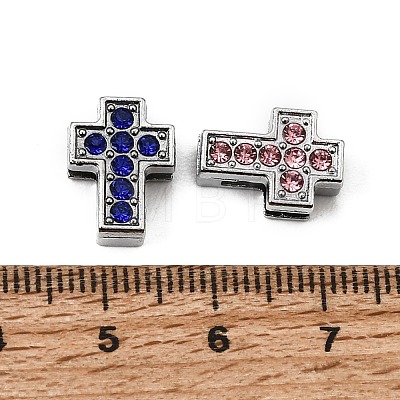Alloy with Rhinestone Slide Charms RB-NH0002-01P-1