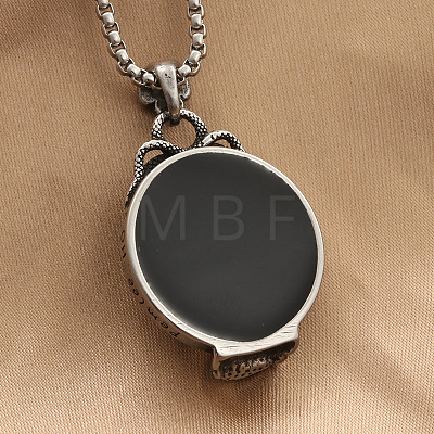 Punk Style 316L Surgical Stainless Steel Gothic Skull Magic Mirror Female Pendant Pendant Box Chain Necklaces for Men WG8DFA6-01-1