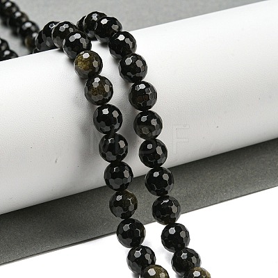 Natural Golden Sheen Obsidian Beads Strands G-E571-A01-02-1