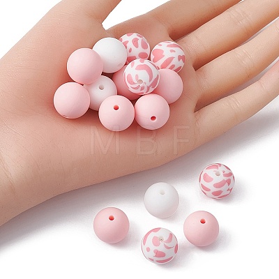 Round Food Grade Eco-Friendly Silicone Focal Beads SIL-YW0001-14C-1