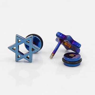 304 Stainless Steel Star of David Ear Gauges EJEW-F0001-44-1