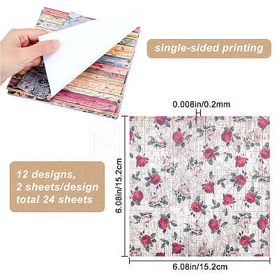 24 Sheets 12 Styles Retro Scrapbook Paper Pad DIY-WH0273-87-1