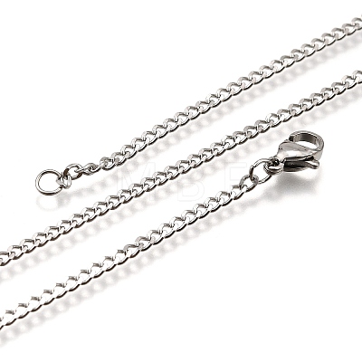 Non-Tarnish 304 Stainless Steel Curb Chain Necklaces NJEW-L162-01B-P-1