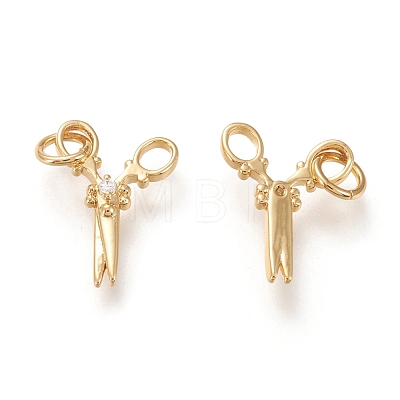 Brass Micro Pave Clear Cubic Zirconia Charms KK-F820-20G-1