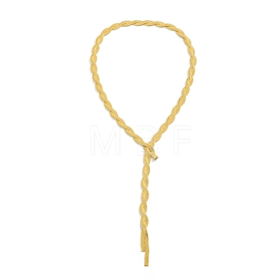Brass Herringbone Chains Lariat Necklaces NJEW-P289-06G-1