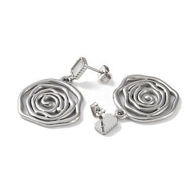 Flower 304 Stainless Steel Shell Stud Earrings EJEW-L283-041P-1