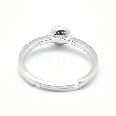 Rhodium Plated 925 Sterling Silver Finger Ring Components STER-E060-15P-1