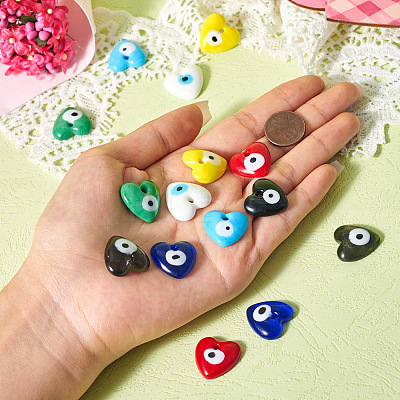 Cheriswelry 16Pcs 8 Colors Handmade Evil Eye Lampwork Pendants LAMP-CW0001-08-1