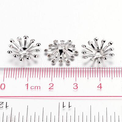 Platinum Iron Flower Bead Caps X-IFIN-D001-P-1