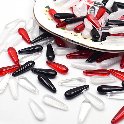 100Pcs 5 Colors Baking Paint Transparent Glass Pendants FIND-SC0023-47B-1