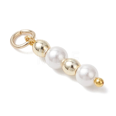 Shell Pearl with Synthetic Non-magnetic Hematite Round Bead Pendants PALLOY-JF04715-1