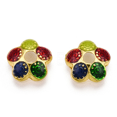 5-Petal Alloy Enamel Bead Caps X1-ENAM-TAC0023-02-1