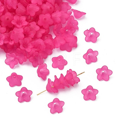Chunky Magenta Transparent Frosted Flower Acrylic Beads X-PL560-14-1