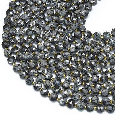 Natural Snowflake Obsidian Beads Strands G-K389-B65-01-1