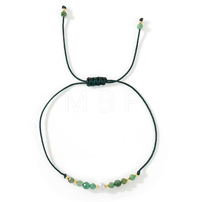 Natural Fuchsite & Brass Beads Braided Bead Bracelets for Women HH4245-12-1