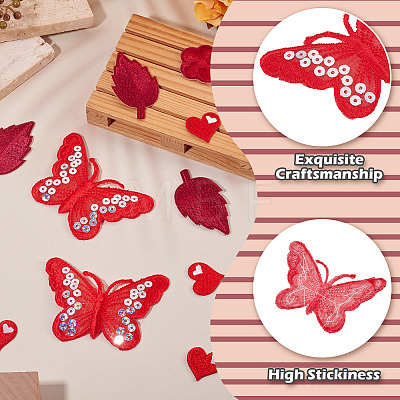 40Pcs 4 Styles Polyester Embroider Thread Iron on/Sew On Patches PATC-TA0001-45A-1