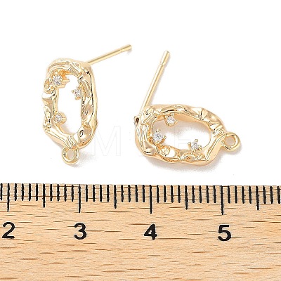Brass Micro Pave Cubic Zirconia Stud Earring Findings KK-E107-23G-1