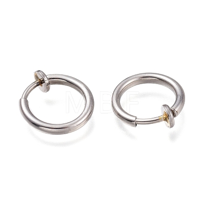 304 Stainless Steel Retractable Clip-on Hoop Earrings STAS-O135-01A-1