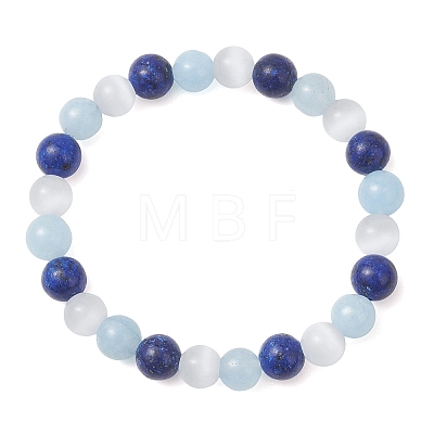 Dyed Natural Quartz & Sesame Jasper Beaded Stretch Bracelets for Women Men BJEW-JB13403-1