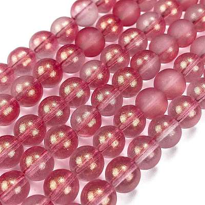 Frosted Transparent Glass Bead Strands X1-GLAA-P065-8mm-09-1