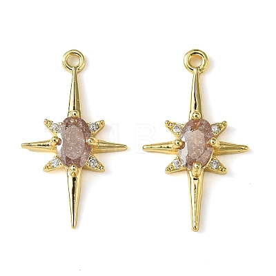 Brass Micro Pave Cubic Zirconia Pendants X-KK-M277-08G-02-1