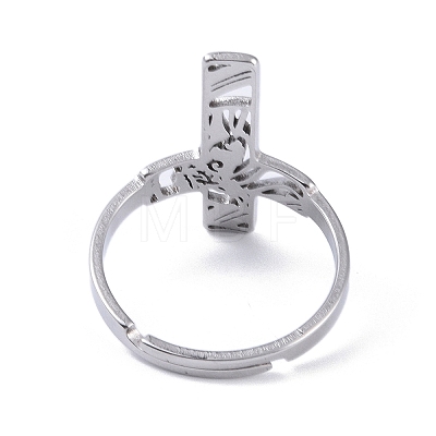 304 Stainless Steel Adjustable Finger Rings. Hollow Cross RJEW-C074-04P-1