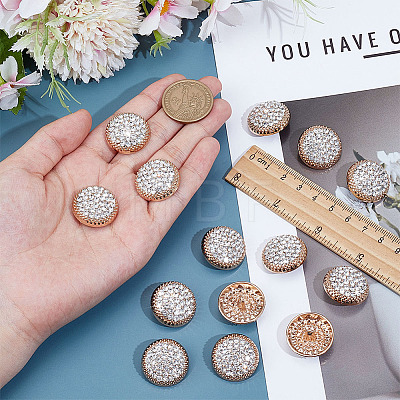 14Pcs 1-Hole Alloy Glass Shank Buttons BUTT-MA0001-16B-KCG-1