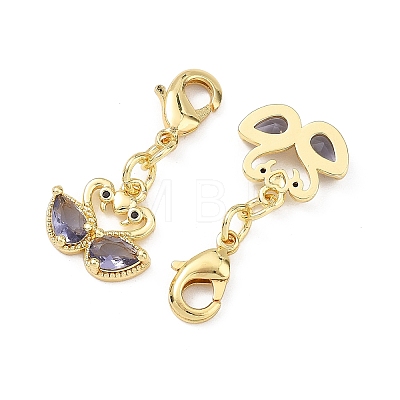 Swan Brass Micro Pave Cubic Zirconia Pendant Decorations CU-B198-07G-1