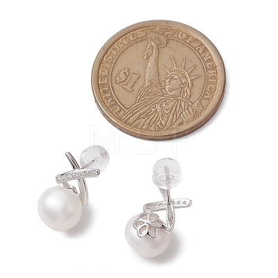 Natural Pearl Ear Studs EJEW-P286-20P-1