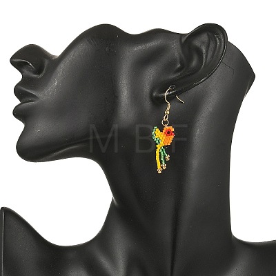 304 Stainless Steel MIYUKI Glass Seed Beads Bird Dangle Earrings EJEW-MZ00555-05-1