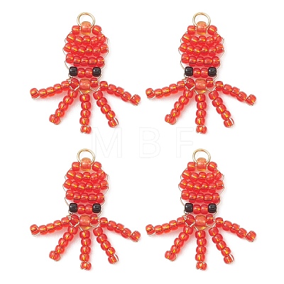 Copper Wire Wrapped Beaded Octopus Charms PALLOY-MZ01203-1