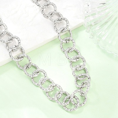 12MM 304 Stainless Steel Textured Ring Link Chain Necklaces for Women NJEW-Z115-11P-1
