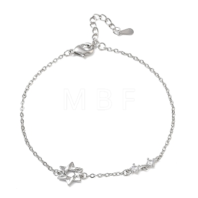 Brass Micro Pave Clear Cubic Zirconia Link Bracelets BJEW-E114-01A-P-1