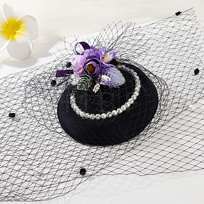 Polyester Birdcage Bridal Veil Netting with Chenille Dot AJEW-WH0471-103C-04-1