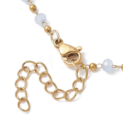 Handmade Faceted Rondelle Glass Beaded Link Chain Necklaces NJEW-JN05744-02-1
