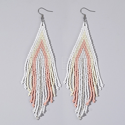 Handmade Glass Seed Beads Tassel Dangle Earrings EN2812-9-1