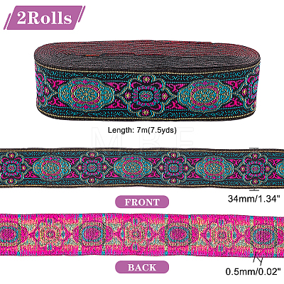 Ethnic Style Embroidery Polyester Ribbons OCOR-WH0070-10F-06-1