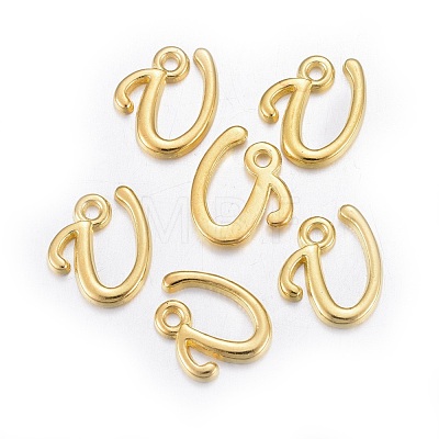 Golden Plated Alloy Letter Pendants PALLOY-J718-01G-U-1