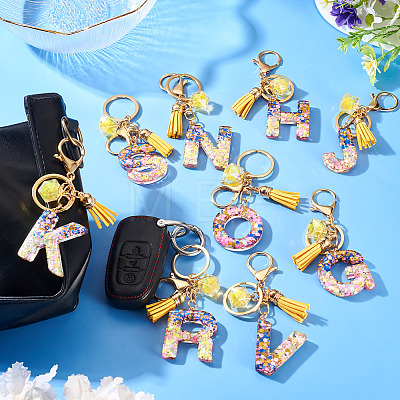 Alloy Resin Polygon Keychains KEYC-TADJ0002-03G-O-1