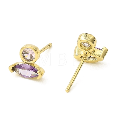 Real 18K Gold Plated Brass Horse Eye Stud Earrings EJEW-L270-19G-1
