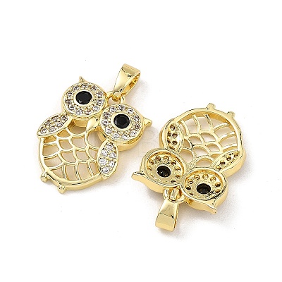Brass Micro Pave Black Cubic Zirconia Pendants CU-L277-10G-1